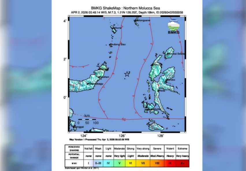 Gempa 7,4 SR Guncang Manado, Sulut hingga Malut Potensi Tsunami