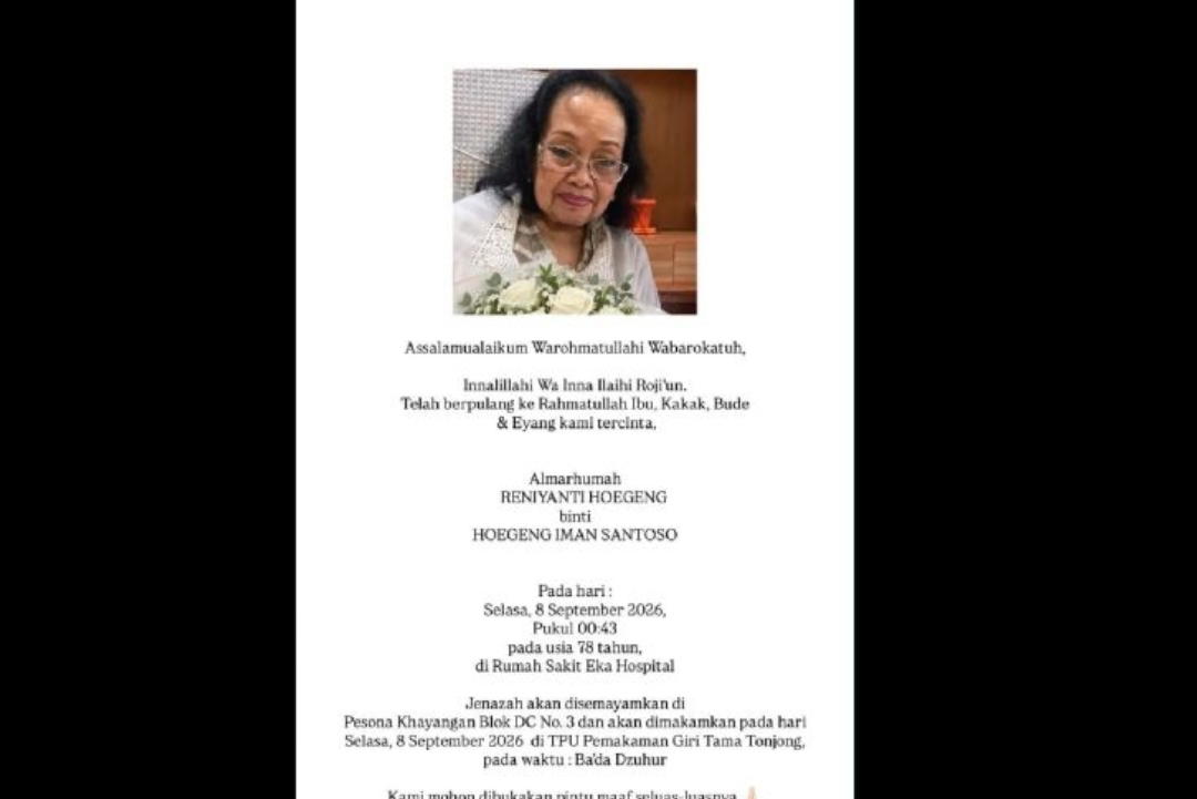 Putri Sulung Jenderal Hoegeng Reniyanti Hoegeng Meninggal Dunia di Usia 78 Tahun