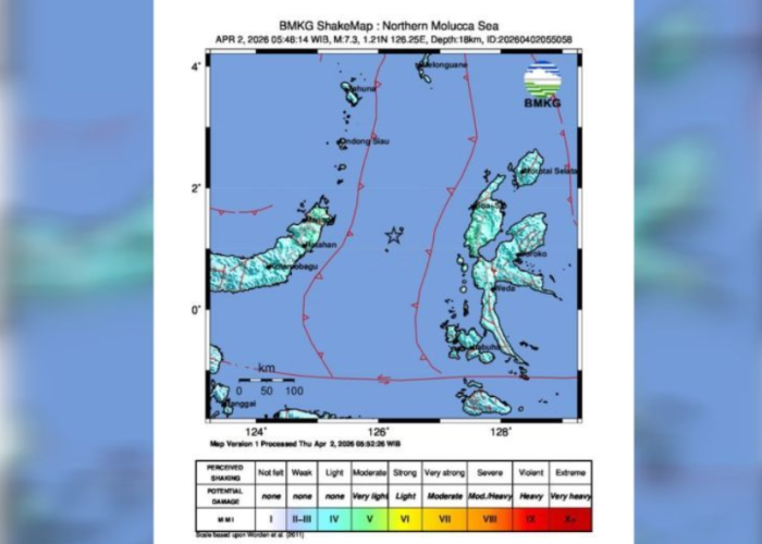 Gempa 7,4 SR Guncang Manado, Sulut hingga Malut Potensi Tsunami