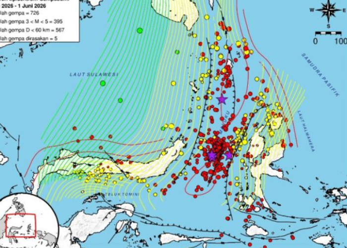 BMKG Catat 1.184 Gempa Tektonik Guncang Sulawesi Utara dan Sekitarnya Selama Mei 2026